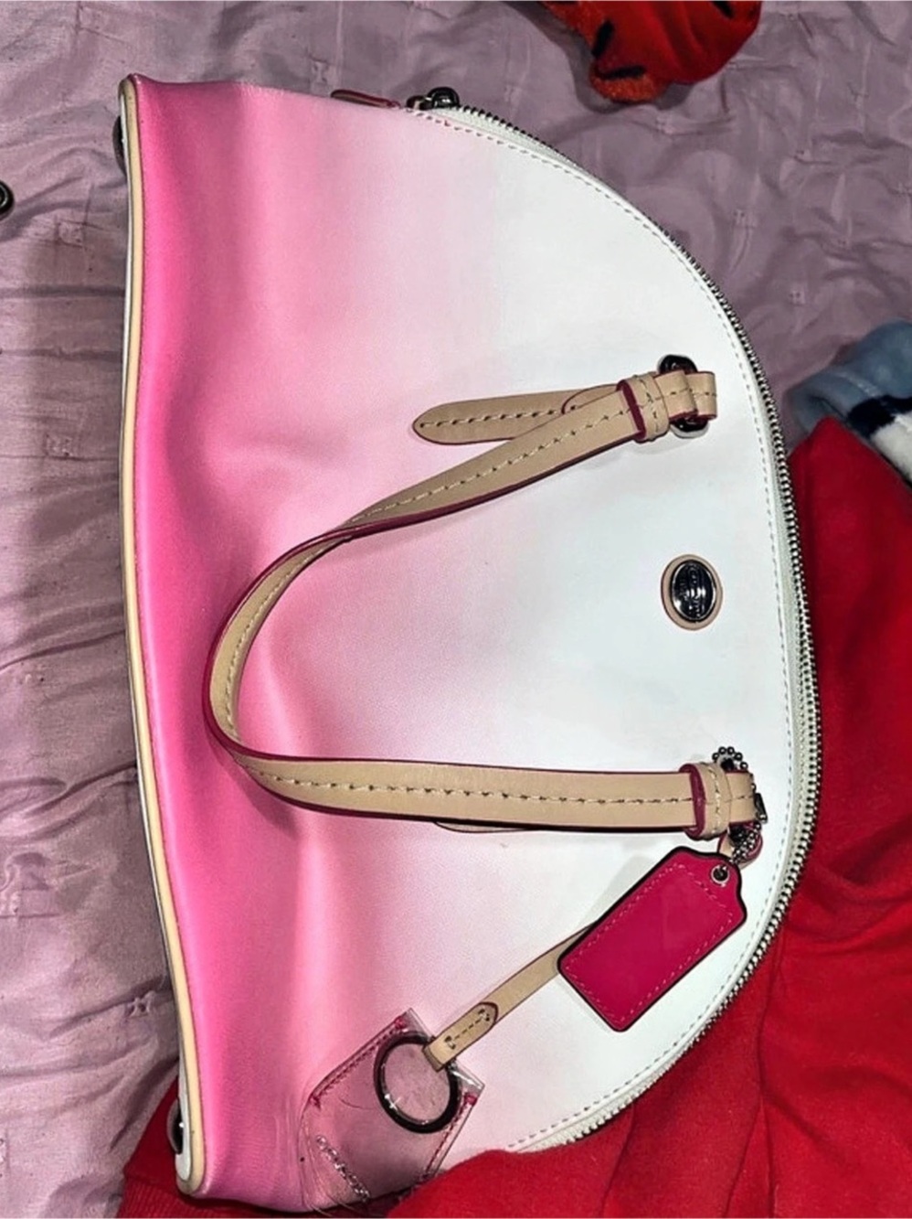 Coach Pink & White Satchel